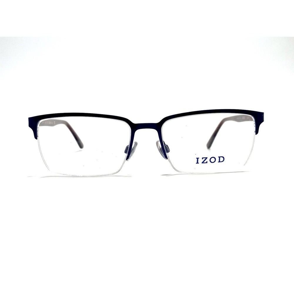 New IZOD Blue Metal Rectangular Glasses Dark Red Temples Italy IZ 2109 55 17 145